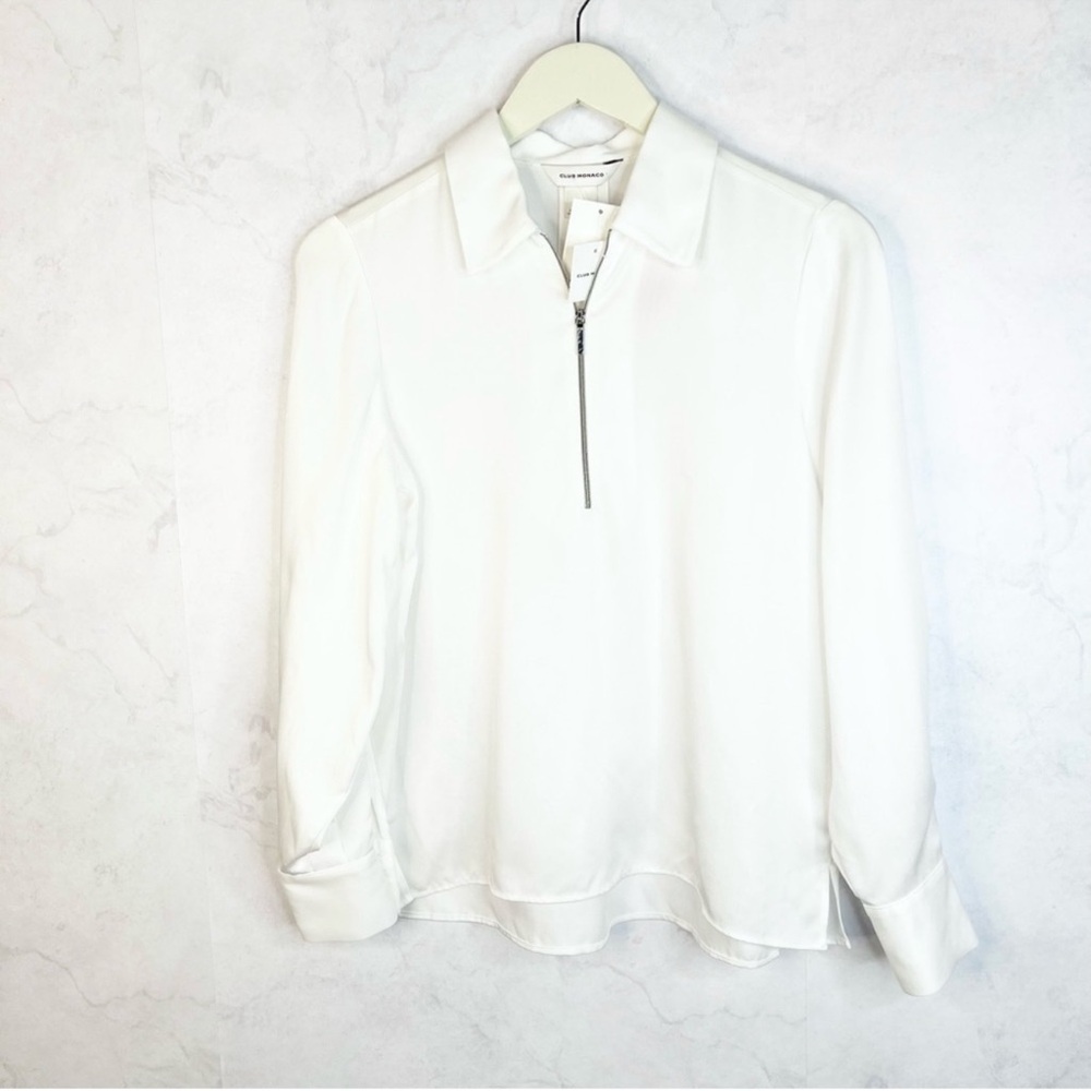 Club Monaco Ivory Zip-Up Blouse